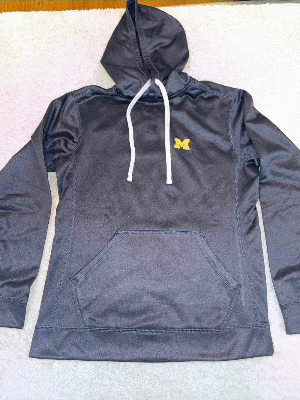 University of Michigan Wolverines Blue Hooded Pullover with Yellow Logo